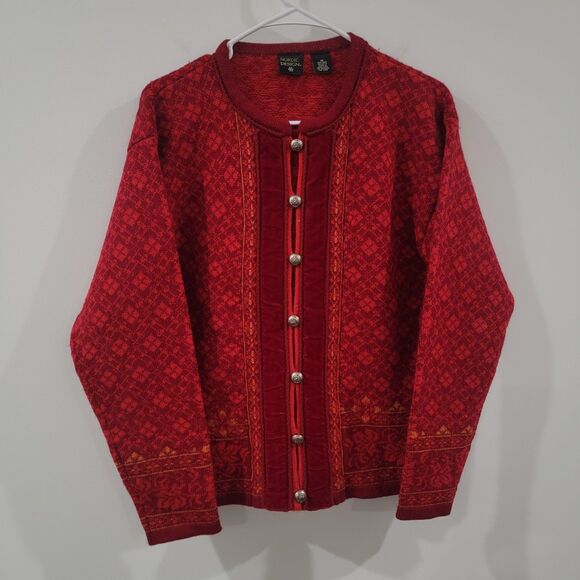Nordic Design Womens Cardigan Size Medium Fair Isle Wool Regency Cozy Winter - Picture 1 of 9